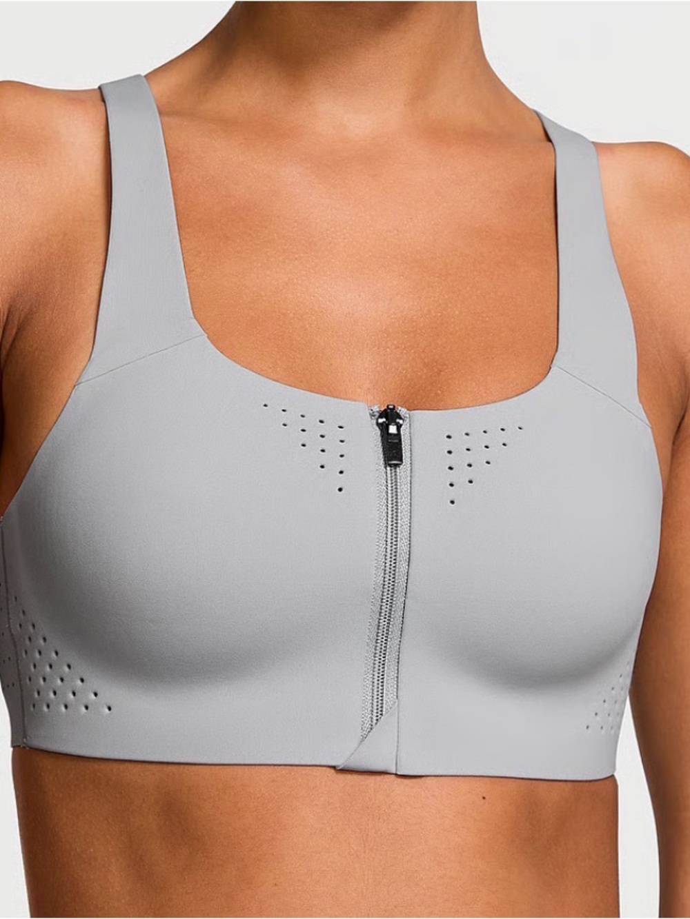 Victoria's Secret Gray Front-Zip Seamless Sports Bra 36C
